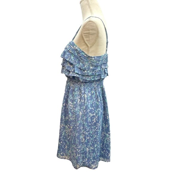 Lauren Conrad Dress Women's Size 12 Blue Floral Sleeveless Ruffle Short Sundress - Picture 2 of 16